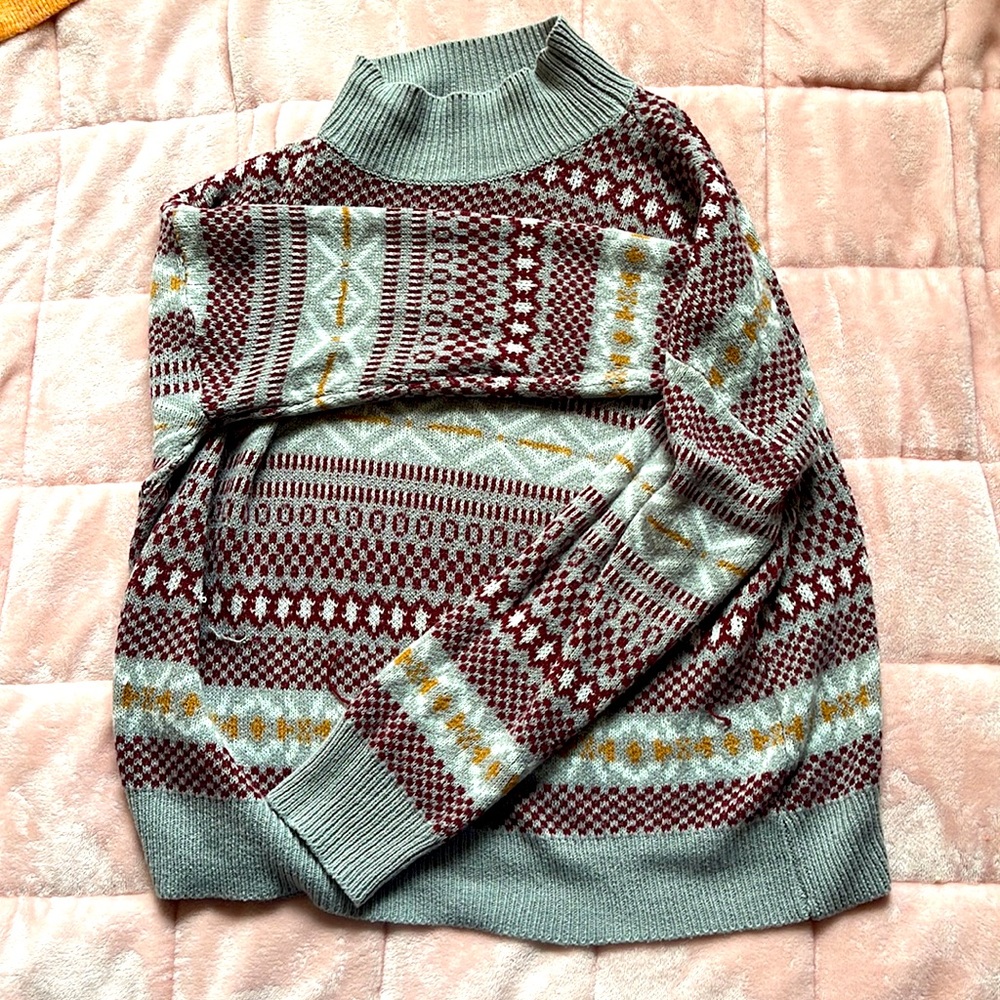patterned turtleneck sweater
